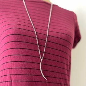Fossil Long Silver Arc Necklace